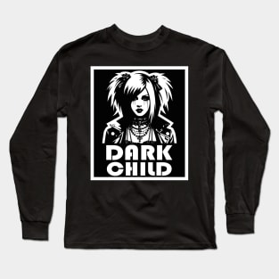 Gothic Rebel Fashion: Edgy Dark Child Portrait Long Sleeve T-Shirt